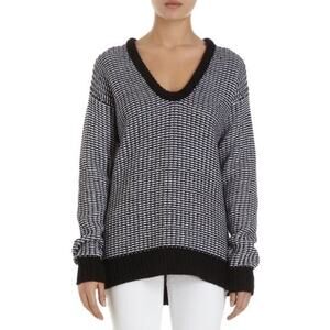 T by Alexander Wang Checkered Float V Neck Dolman Angora blend Sweater